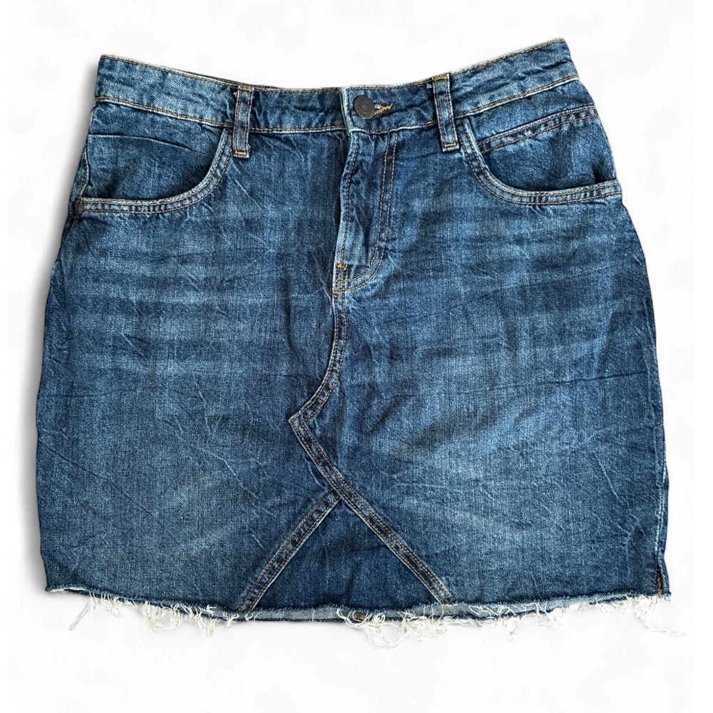 NOISY MAY Denim mini Jean skirt size small raw hem - Picture 2 of 7